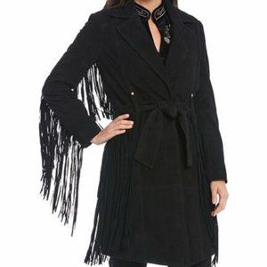 Reba Black Fringe Leather Jacket